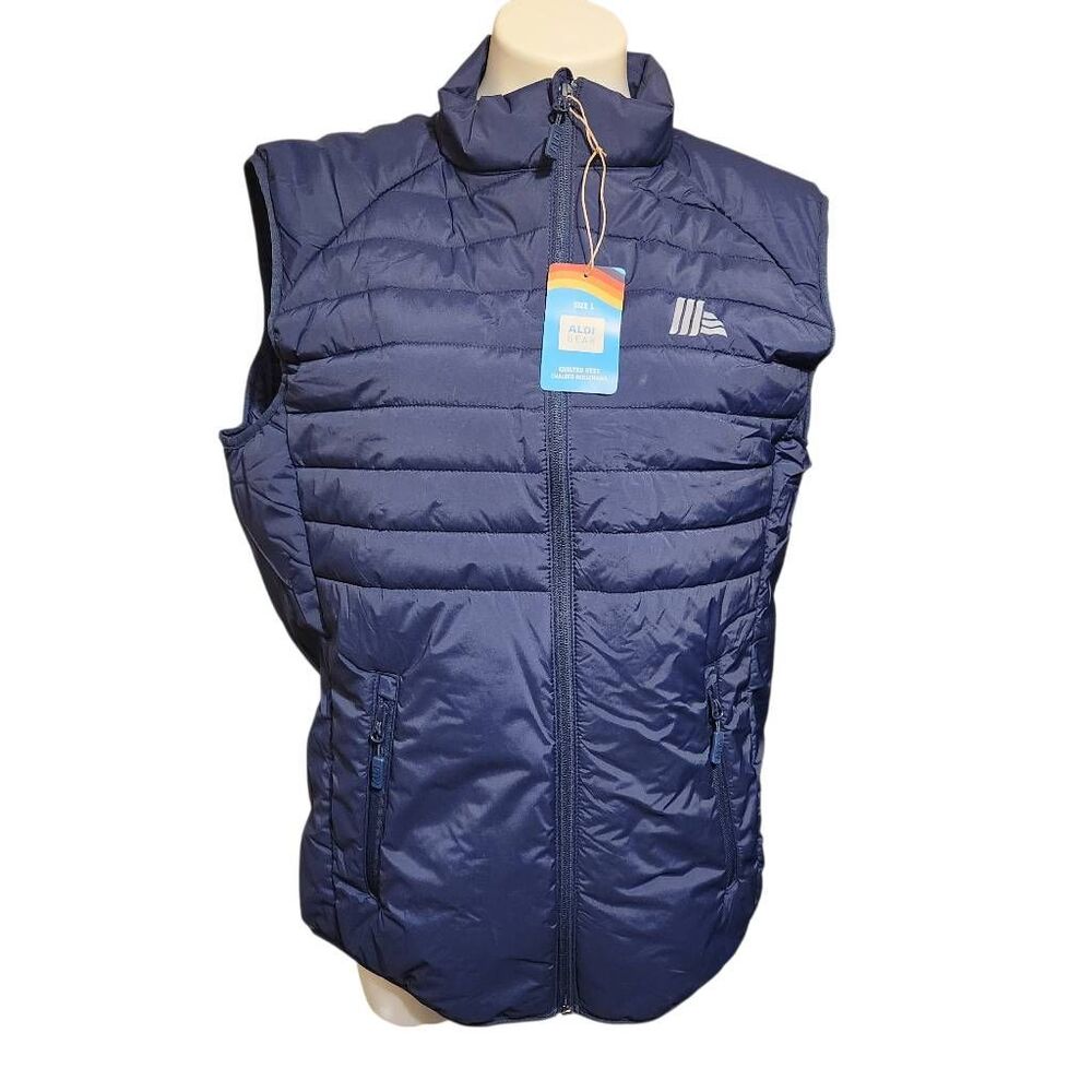 Aldi Gear navy quilted puffer vest Large new